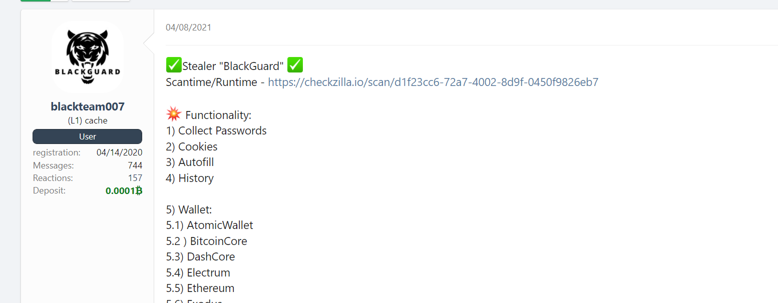 Forum post describing the features of Blackguard