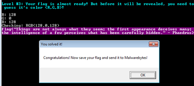 Malwarebytes crackme2 flag