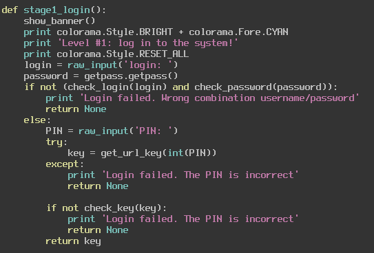 Login code for stage 1